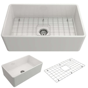 Alternate Image for BOCCHI Classico 30" Fireclay Farmhouse Apron Single Bowl Kitchen Sink, White, 1138-001-0120