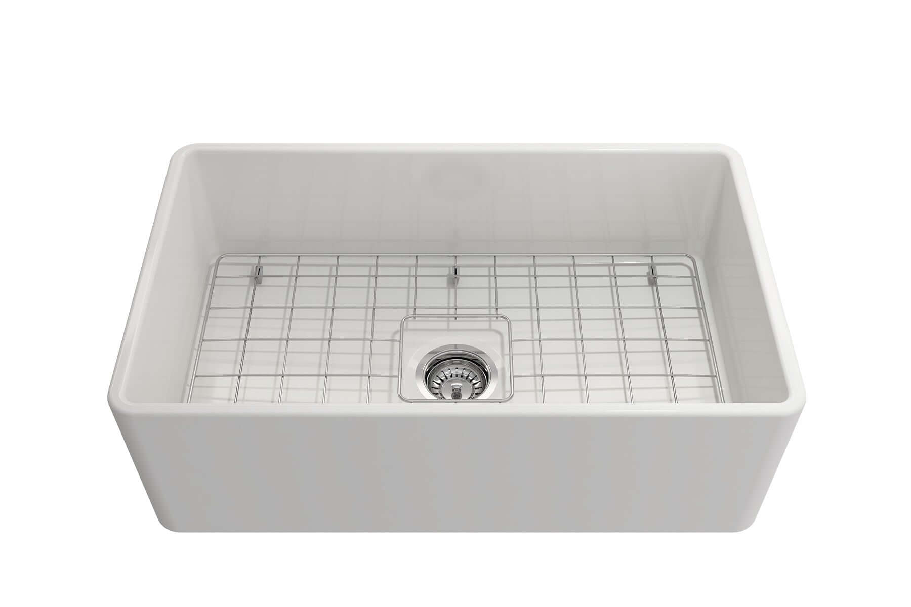 BOCCHI Classico 30" Fireclay Farmhouse Apron Single Bowl Kitchen Sink, White, 1138-001-0120