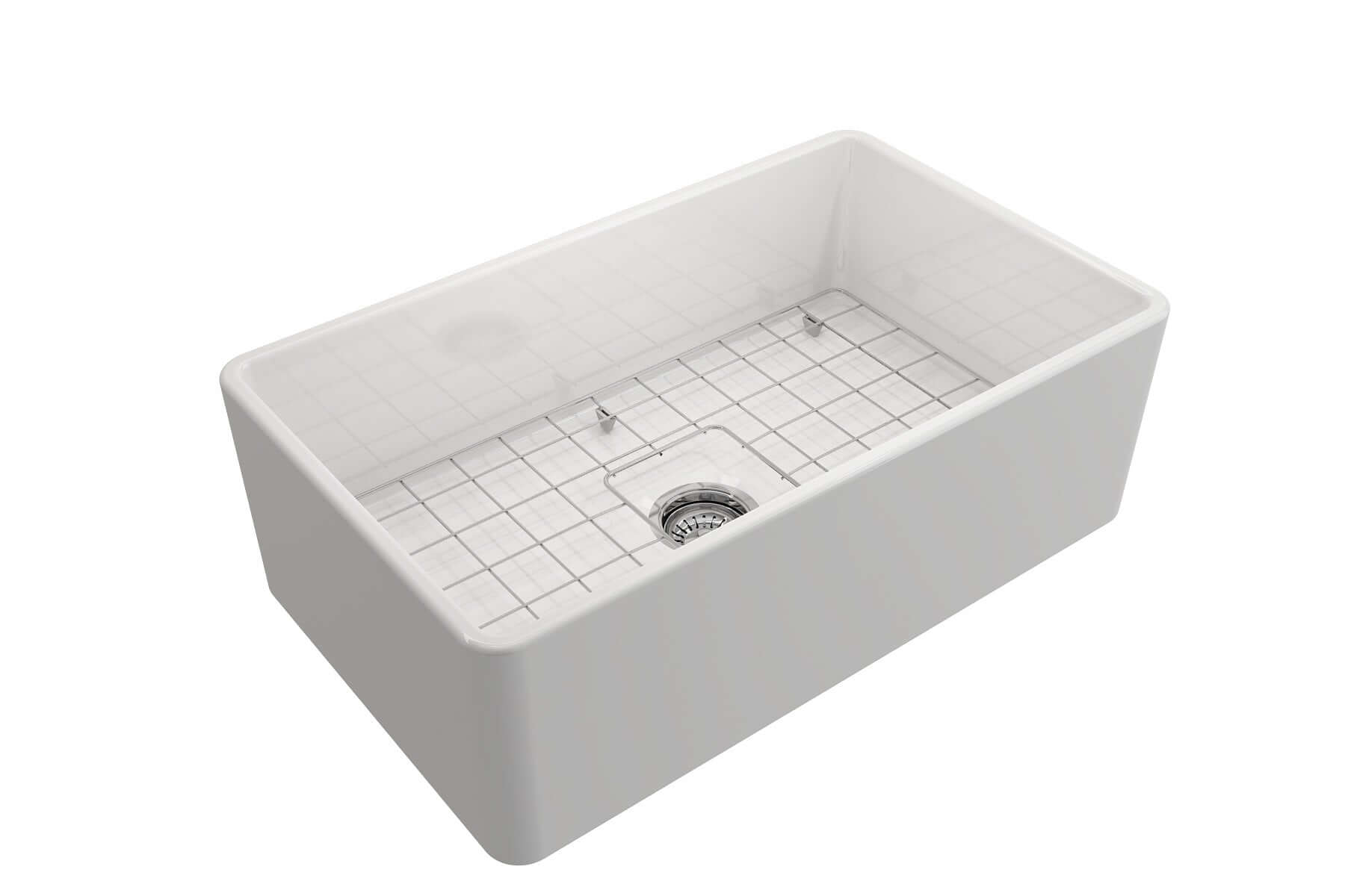 BOCCHI Classico 30" Fireclay Farmhouse Apron Single Bowl Kitchen Sink, White, 1138-001-0120