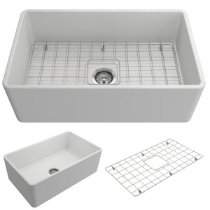 Alternate Image for BOCCHI Classico 30" Fireclay Farmhouse Apron Single Bowl Kitchen Sink, Matte White, 1138-002-0120