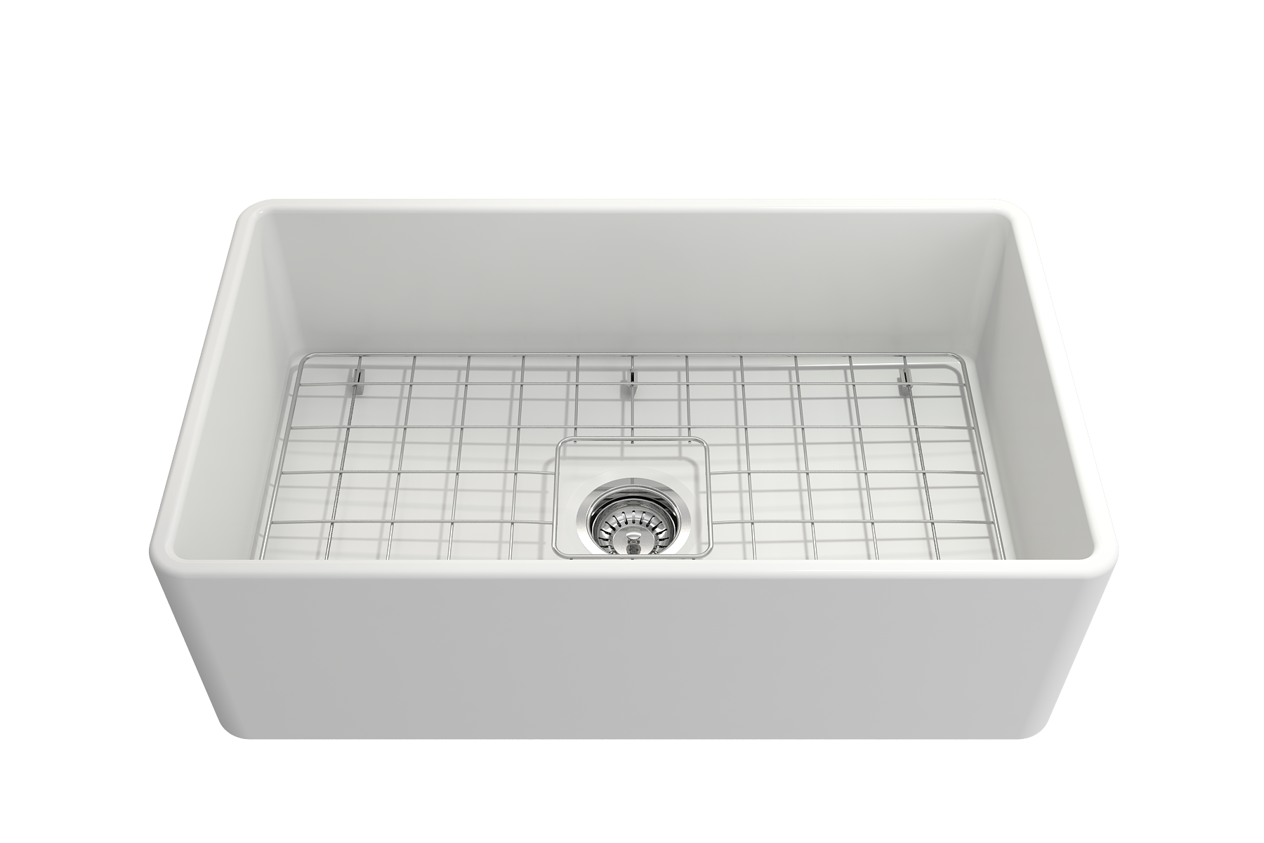 BOCCHI Classico 30" Fireclay Farmhouse Apron Single Bowl Kitchen Sink, Matte White, 1138-002-0120