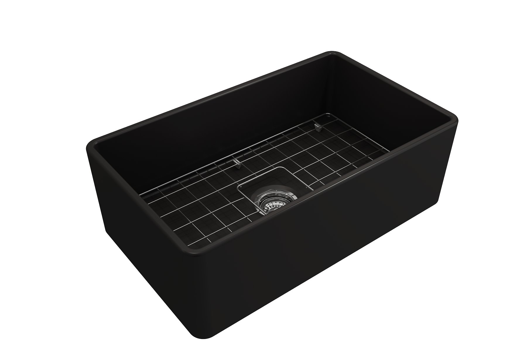 BOCCHI Classico 30" Fireclay Farmhouse Apron Single Bowl Kitchen Sink, Matte Black, 1138-004-0120