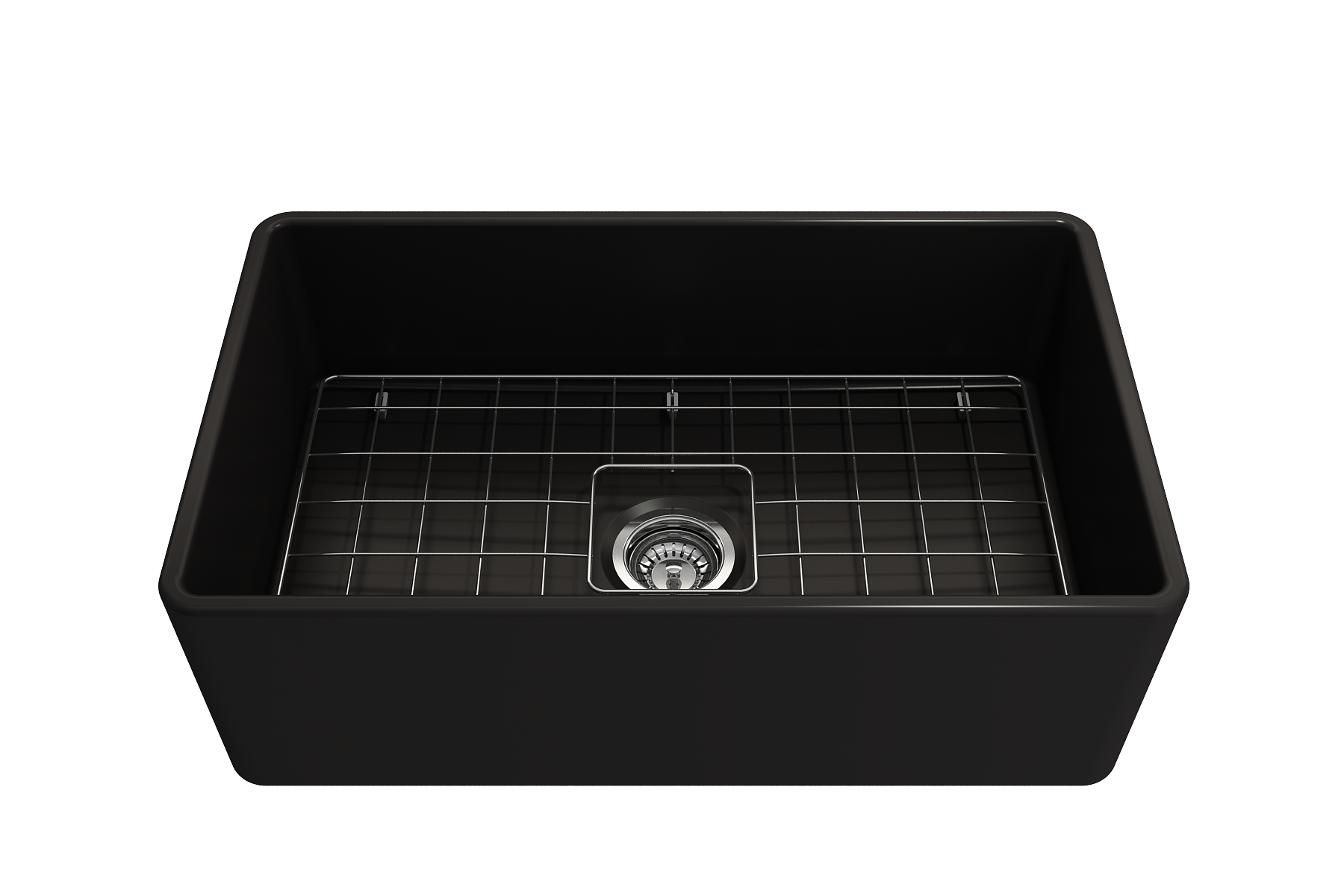 BOCCHI Classico 30" Fireclay Farmhouse Apron Single Bowl Kitchen Sink, Matte Black, 1138-004-0120