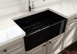 BOCCHI Classico 30" Fireclay Farmhouse Apron Single Bowl Kitchen Sink, Black, 1138-005-0120