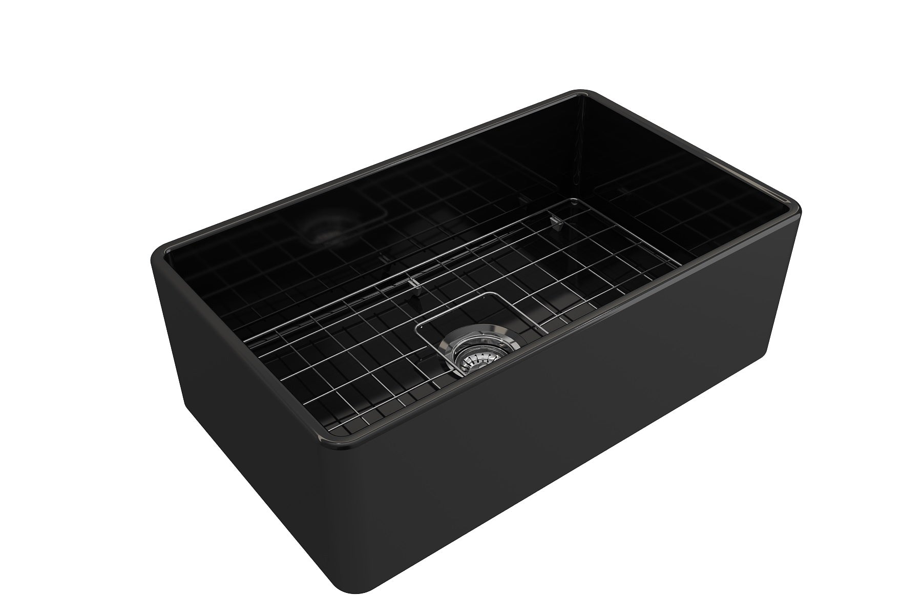 BOCCHI Classico 30" Fireclay Farmhouse Apron Single Bowl Kitchen Sink, Black, 1138-005-0120