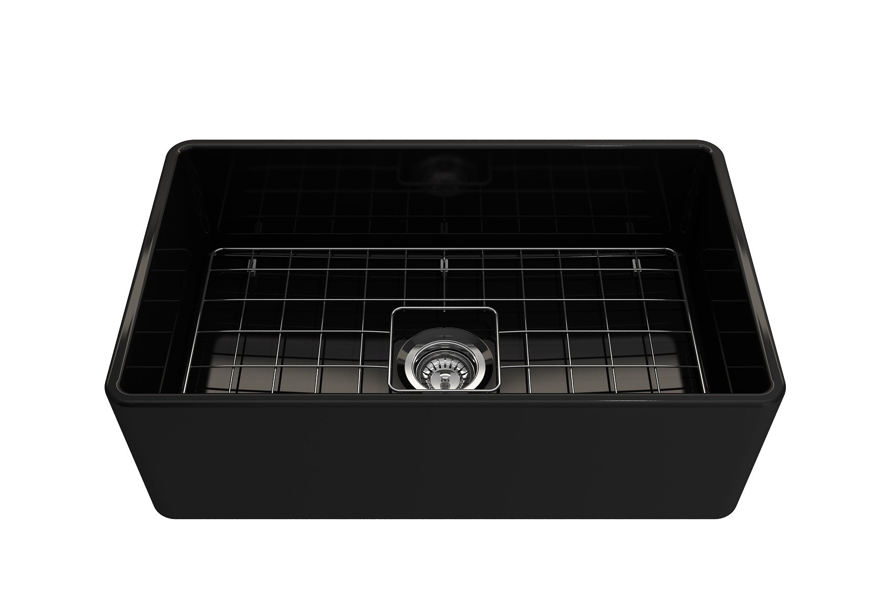 BOCCHI Classico 30" Fireclay Farmhouse Apron Single Bowl Kitchen Sink, Black, 1138-005-0120