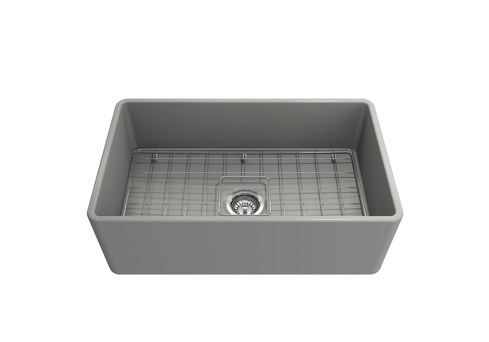 BOCCHI Classico 30" Fireclay Farmhouse Apron Single Bowl Kitchen Sink, Matte Gray, 1138-006-0120
