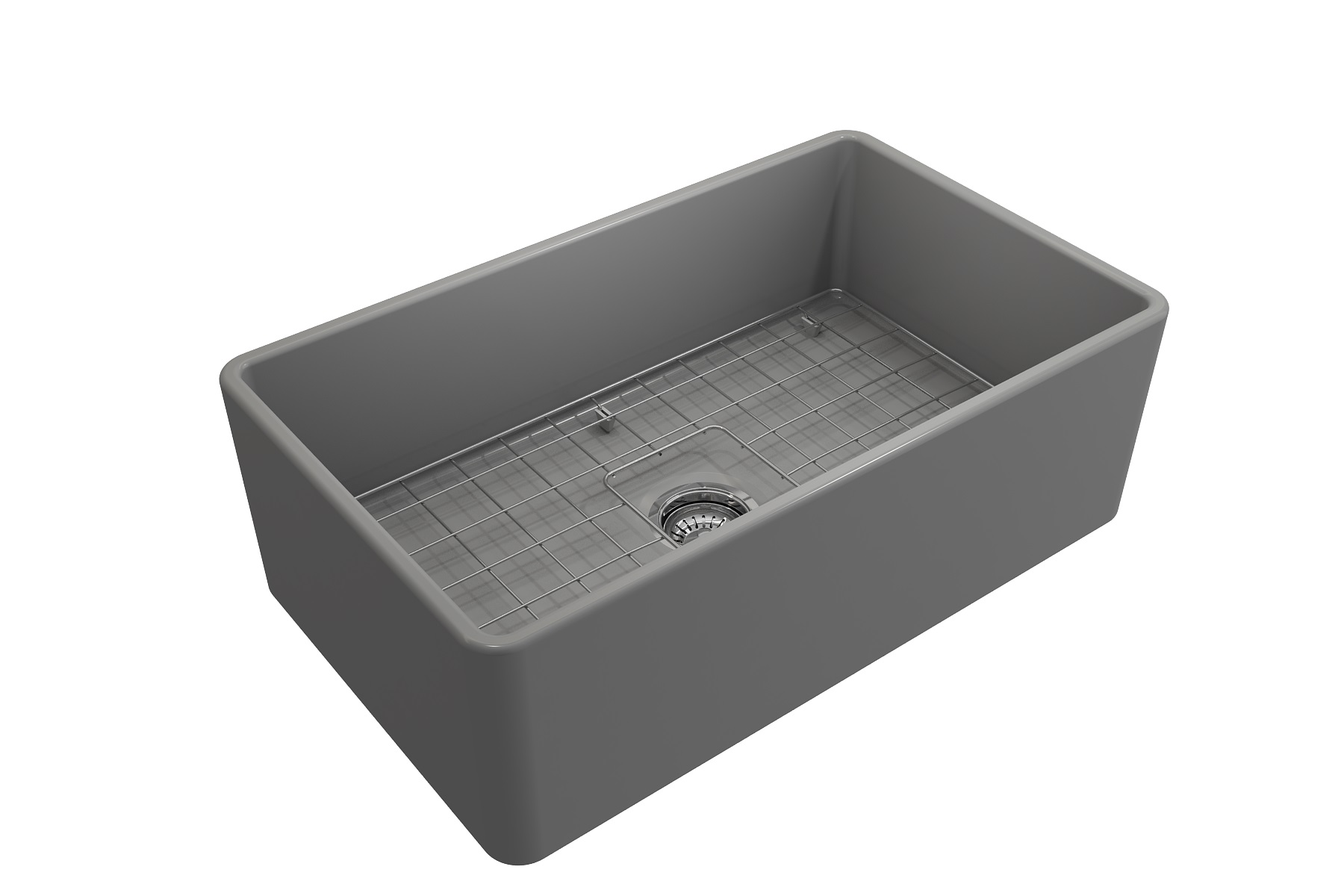 BOCCHI Classico 30" Fireclay Farmhouse Apron Single Bowl Kitchen Sink, Matte Gray, 1138-006-0120
