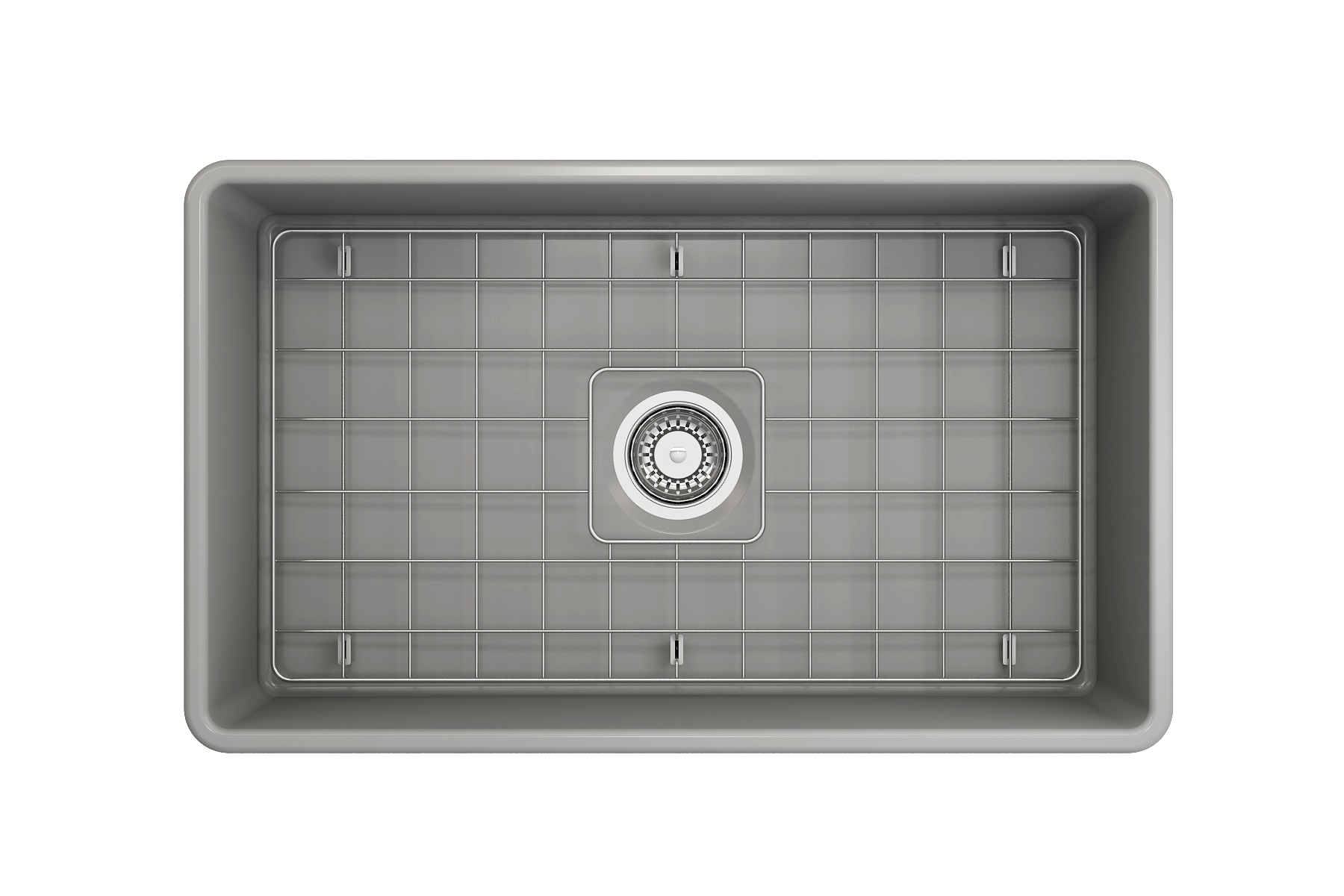 BOCCHI Classico 30" Fireclay Farmhouse Apron Single Bowl Kitchen Sink, Matte Gray, 1138-006-0120