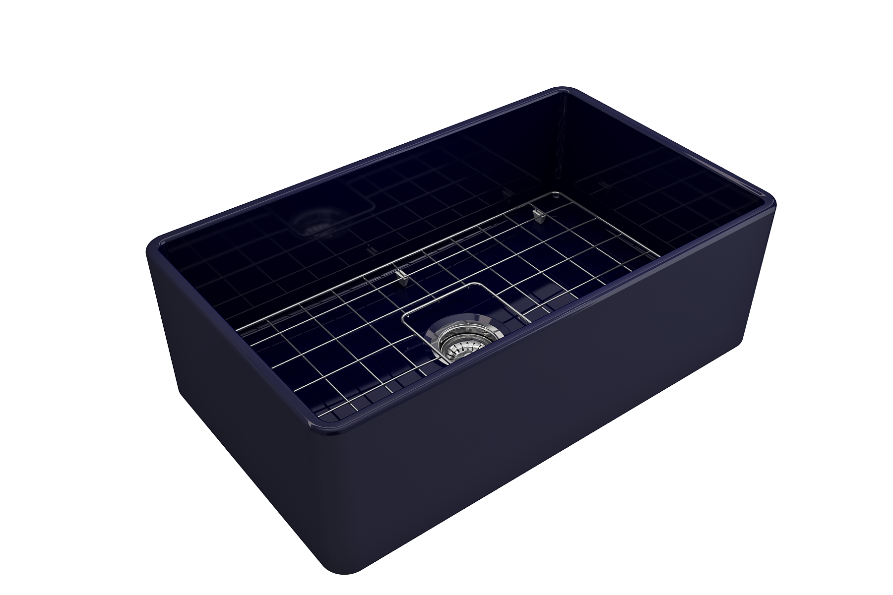 BOCCHI Classico 30" Fireclay Farmhouse Apron Single Bowl Kitchen Sink, Sapphire Blue, 1138-010-0120