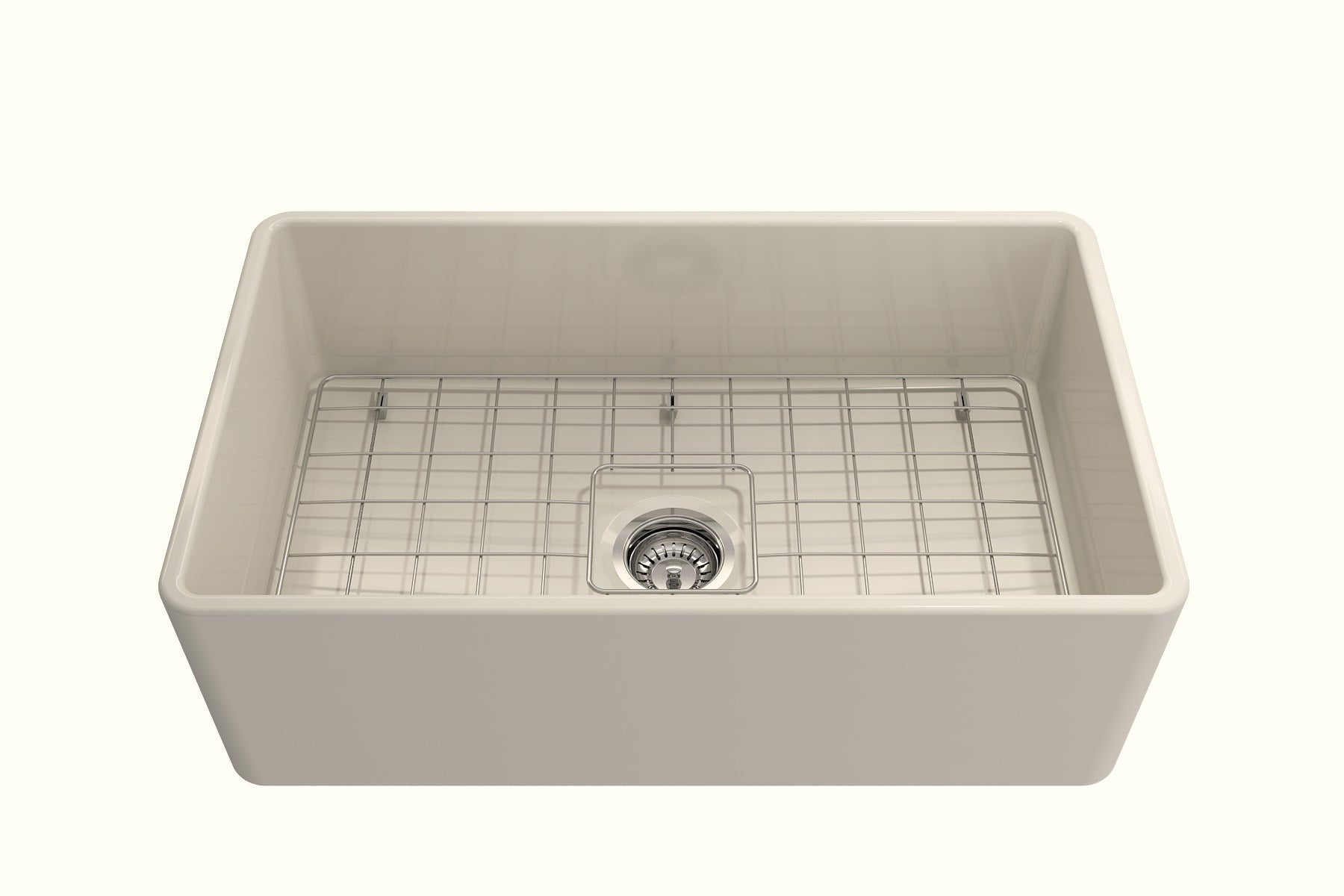 BOCCHI Classico 30" Fireclay Farmhouse Apron Single Bowl Kitchen Sink, Biscuit, 1138-014-0120