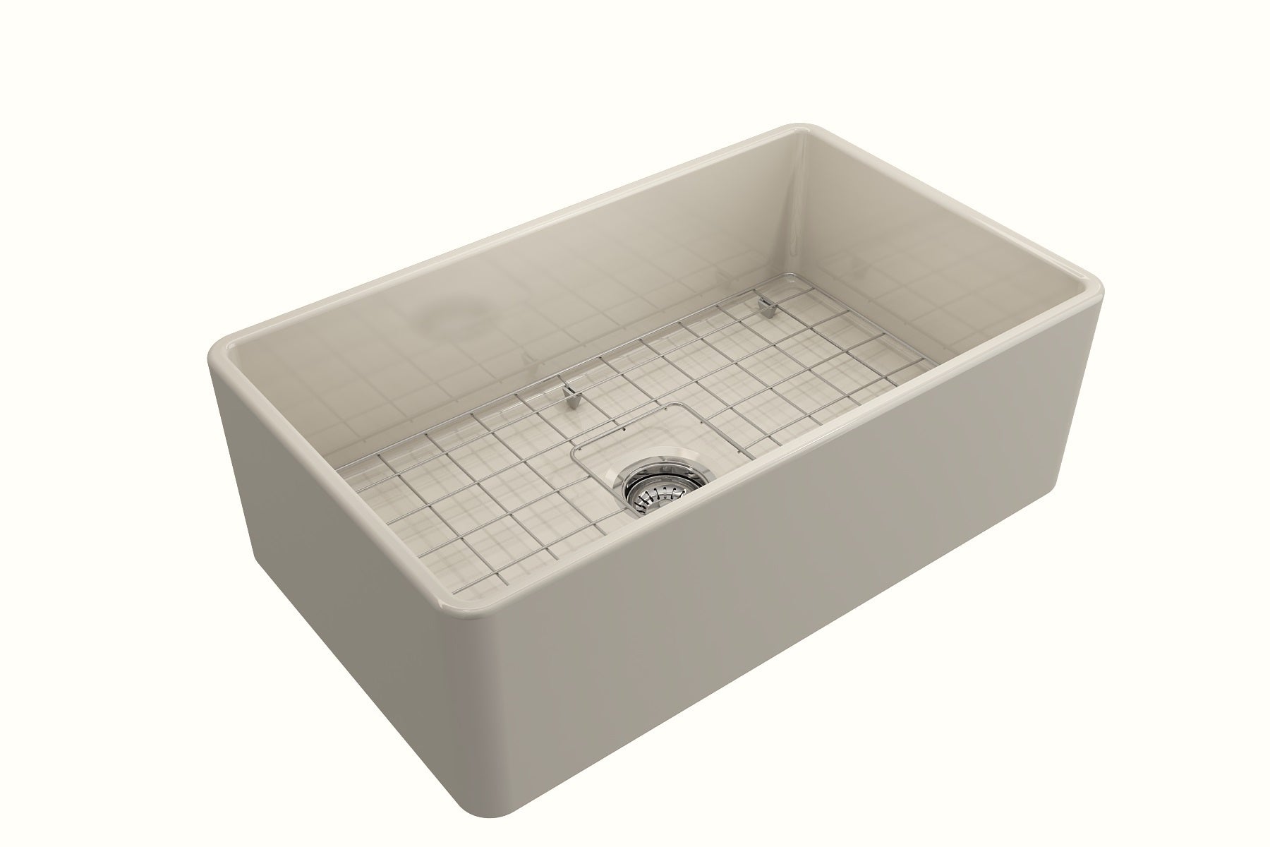 BOCCHI Classico 30" Fireclay Farmhouse Apron Single Bowl Kitchen Sink, Biscuit, 1138-014-0120