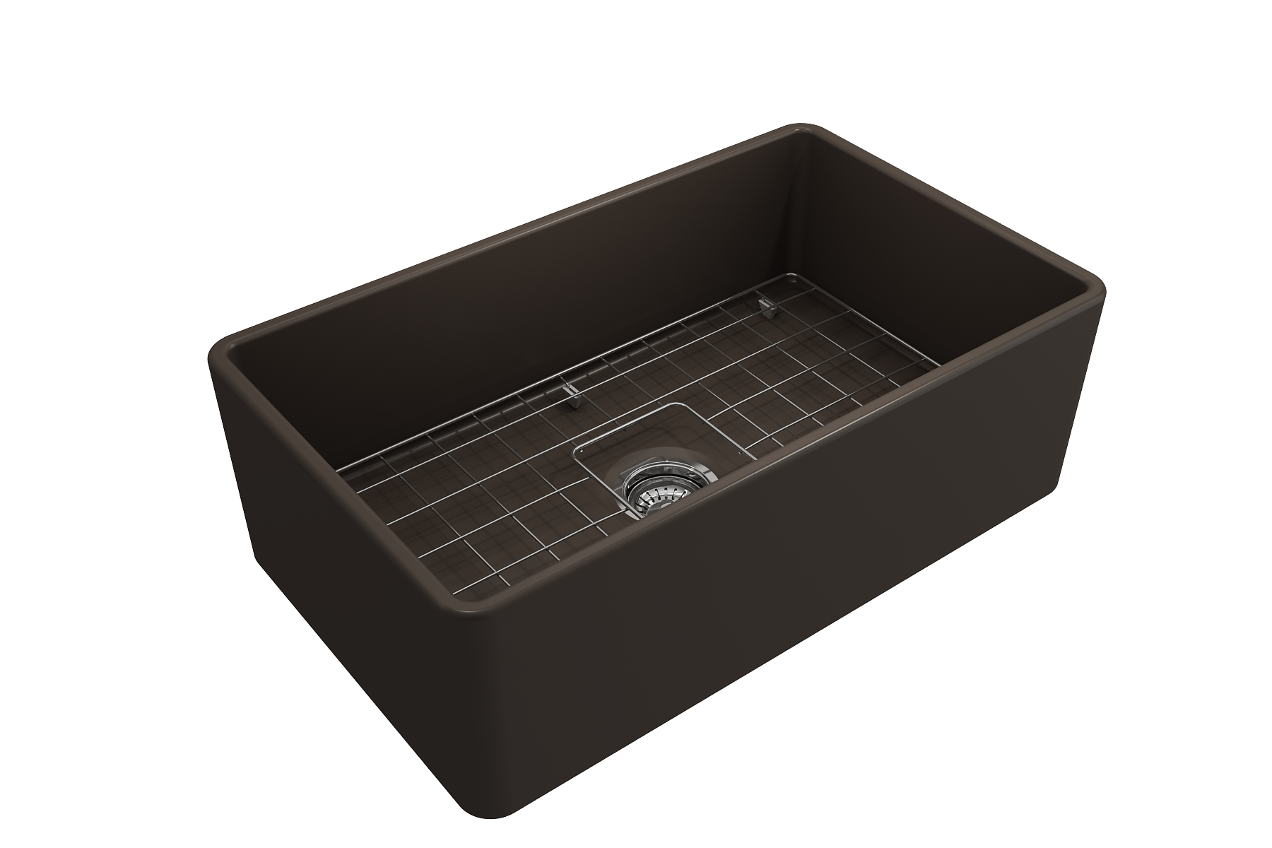 BOCCHI Classico 30" Fireclay Farmhouse Apron Single Bowl Kitchen Sink, Matte Brown, 1138-025-0120