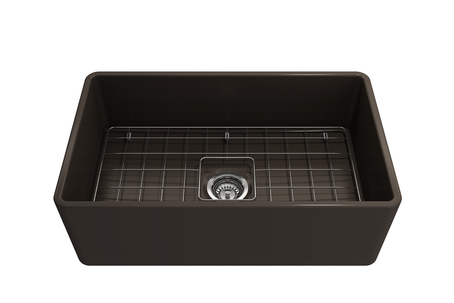 BOCCHI Classico 30" Fireclay Farmhouse Apron Single Bowl Kitchen Sink, Matte Brown, 1138-025-0120