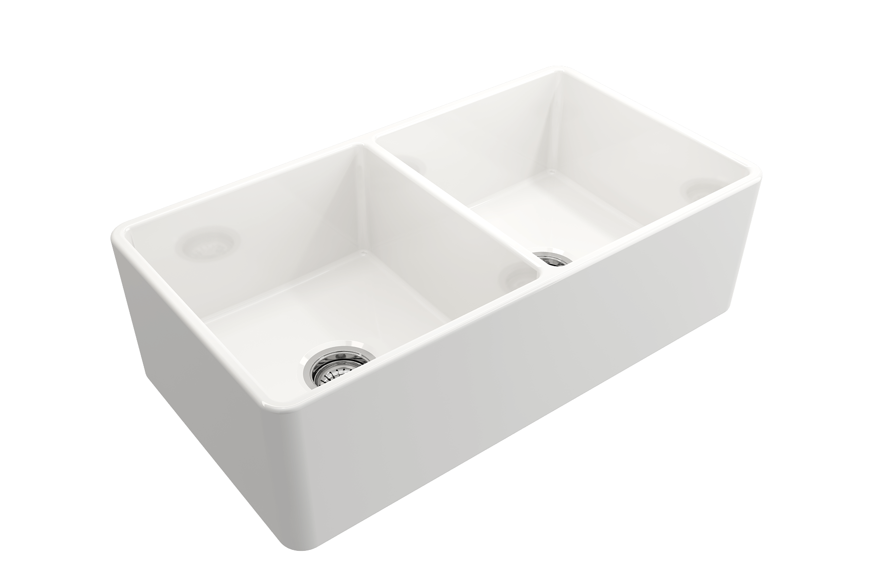 BOCCHI Classico 33" Fireclay Farmhouse Apron 50/50 Double Bowl Kitchen Sink, White, 1139-001-0120
