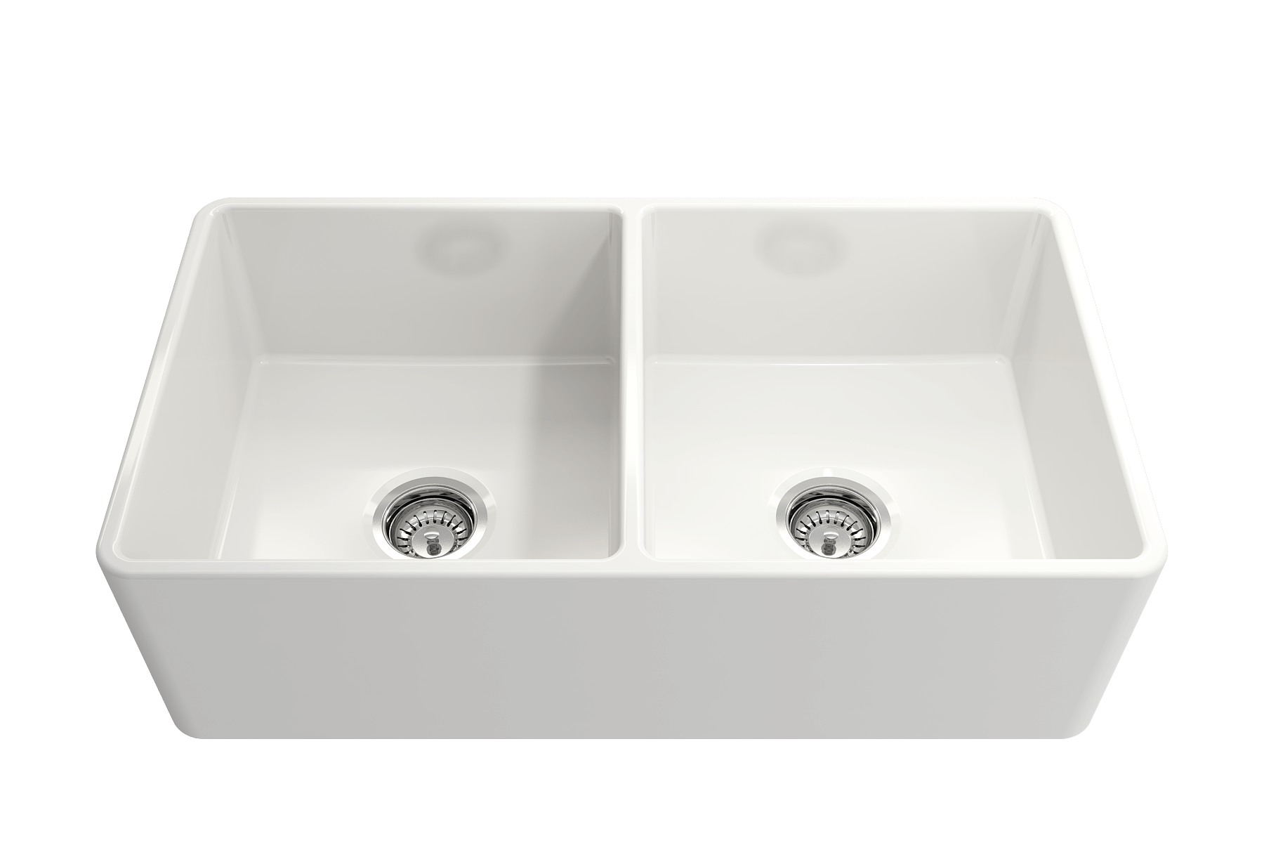BOCCHI Classico 33" Fireclay Farmhouse Apron 50/50 Double Bowl Kitchen Sink, White, 1139-001-0120