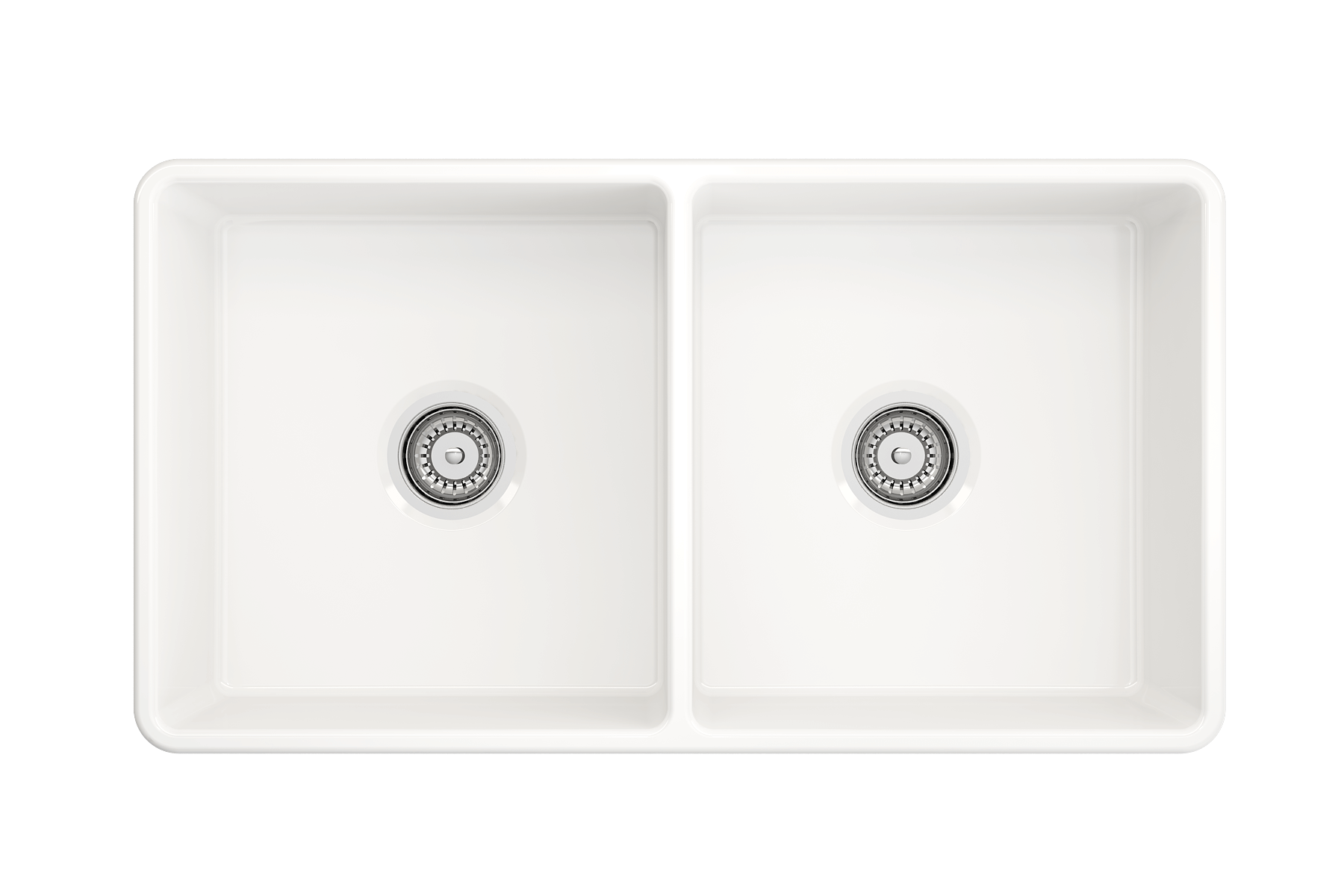 BOCCHI Classico 33" Fireclay Farmhouse Apron 50/50 Double Bowl Kitchen Sink, White, 1139-001-0120