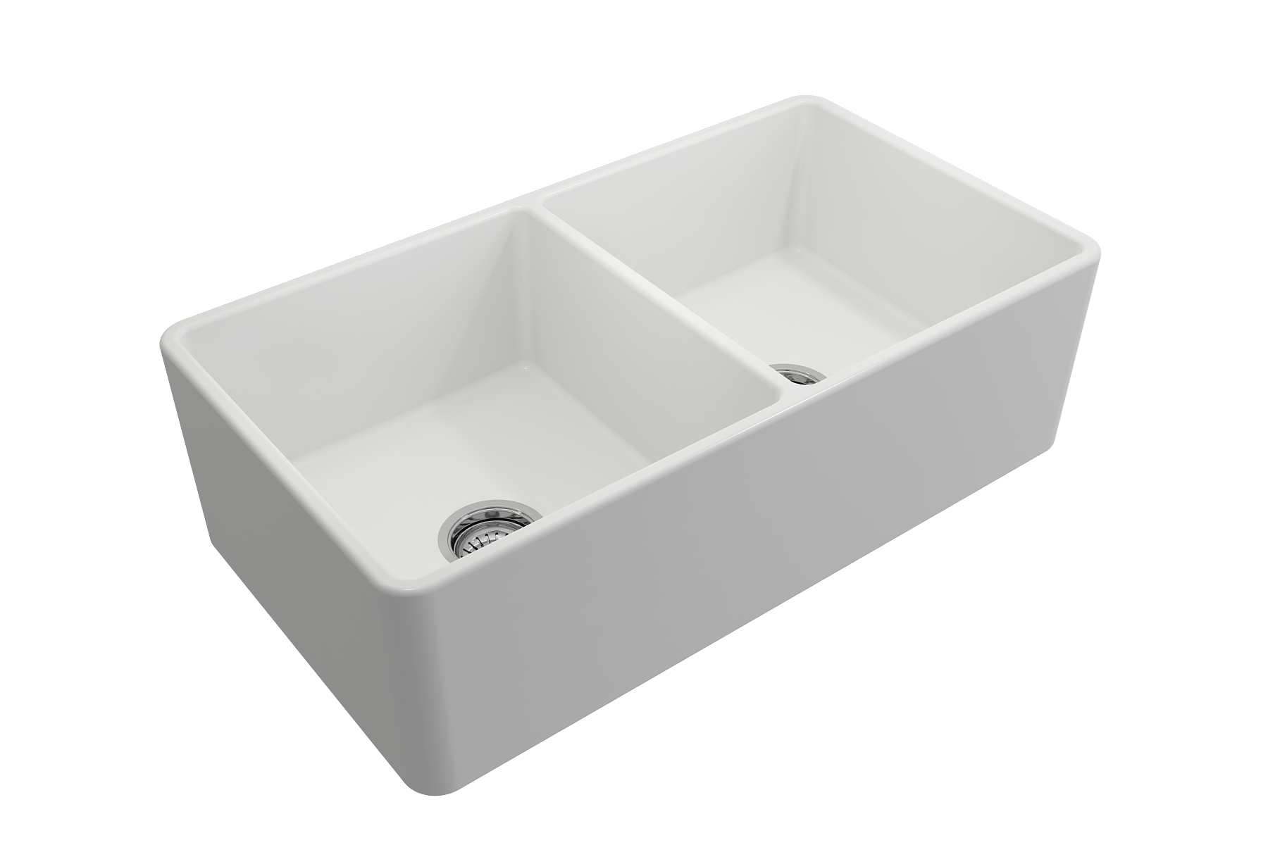BOCCHI Classico 33" Fireclay Farmhouse Apron 50/50 Double Bowl Kitchen Sink, Matte White, 1139-002-0120