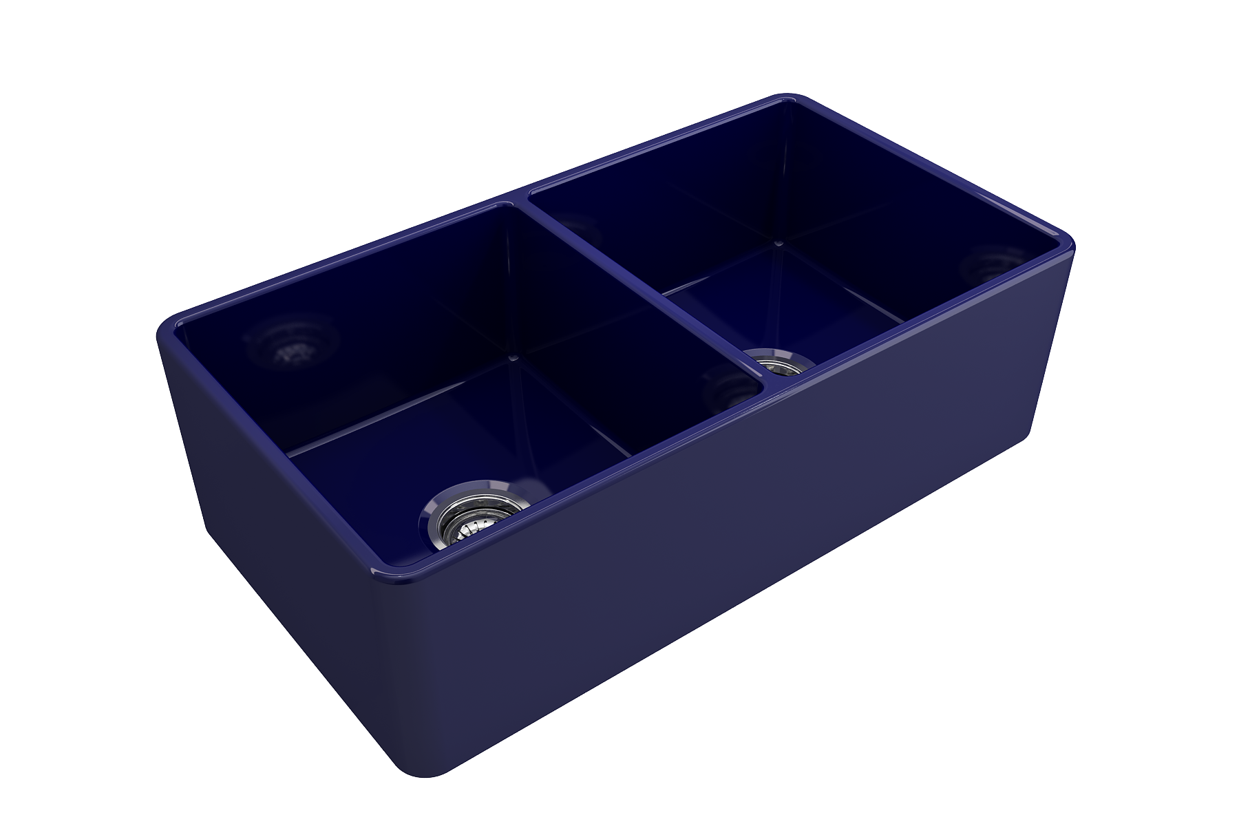 BOCCHI Classico 33" Fireclay Farmhouse Apron 50/50 Double Bowl Kitchen Sink, Sapphire Blue, 1139-010-0120