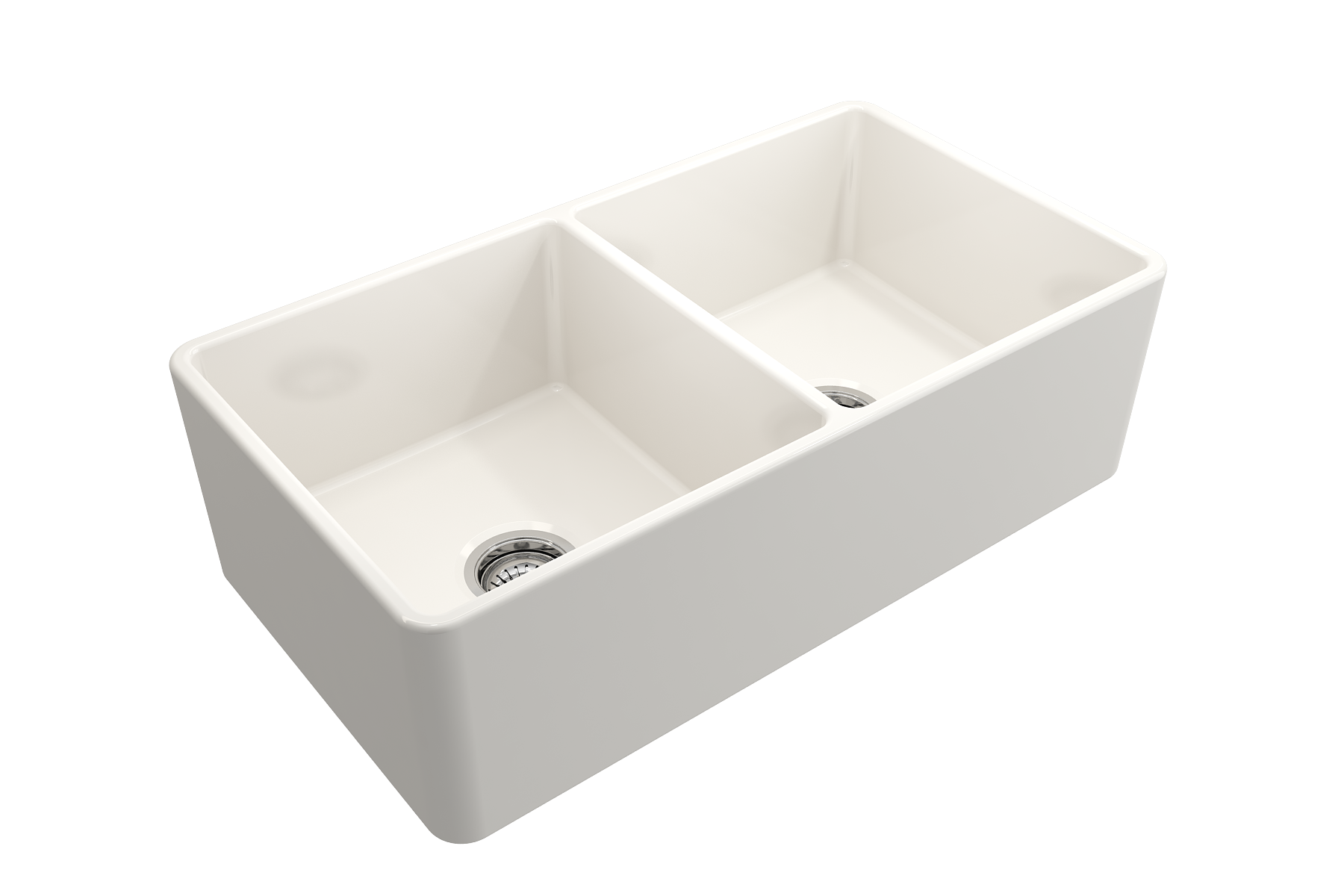 BOCCHI Classico 33" Fireclay Farmhouse Apron 50/50 Double Bowl Kitchen Sink, Biscuit, 1139-014-0120