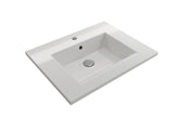 BOCCHI Ravenna 25" Rectangle Wallmount Fireclay Bathroom Sink, White, Single Faucet Hole, 1161-001-0126