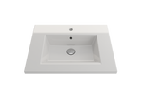 BOCCHI Ravenna 25" Rectangle Wallmount Fireclay Bathroom Sink, White, Single Faucet Hole, 1161-001-0126