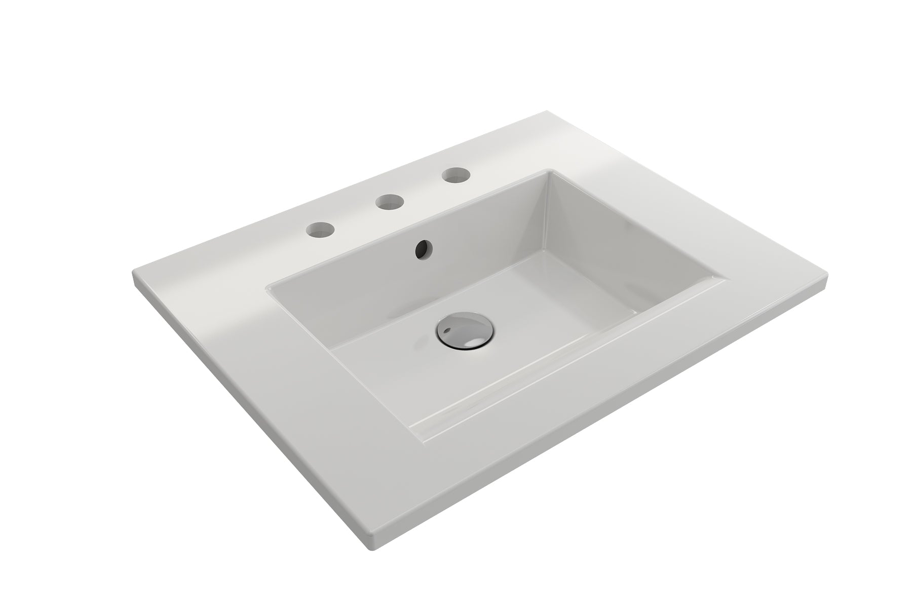 BOCCHI Ravenna 25" Rectangle Wallmount Fireclay Bathroom Sink, White, 3 Faucet Hole, 1161-001-0127