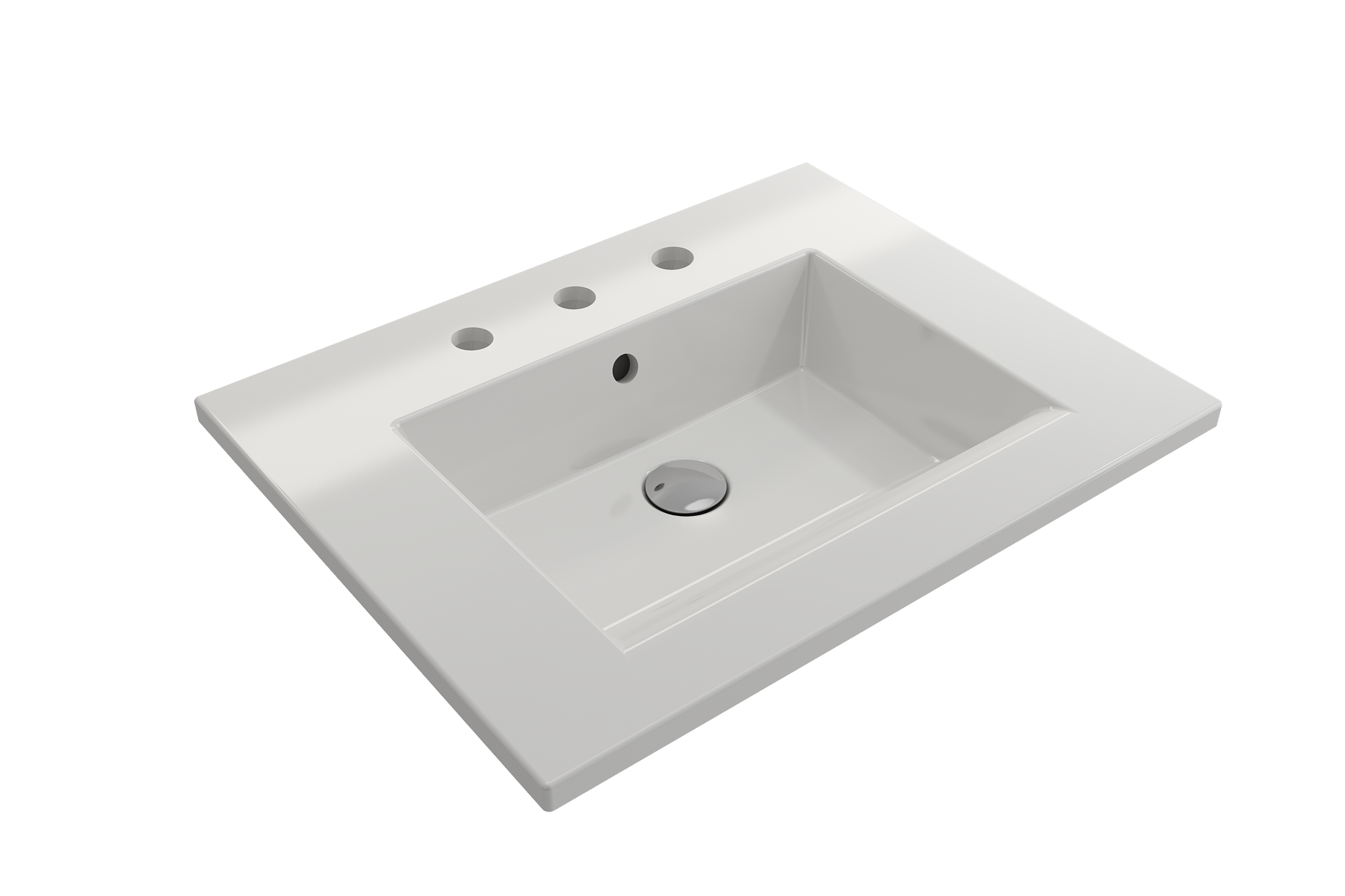 BOCCHI Ravenna 25" Rectangle Wallmount Fireclay Bathroom Sink, White, 3 Faucet Hole, 1161-001-0127