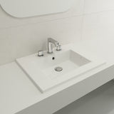 BOCCHI Ravenna 25" Rectangle Wallmount Fireclay Bathroom Sink, White, 3 Faucet Hole, 1161-001-0127