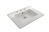 BOCCHI Ravenna 25" Rectangle Wallmount Fireclay Bathroom Sink, White, 3 Faucet Hole, 1161-001-0127