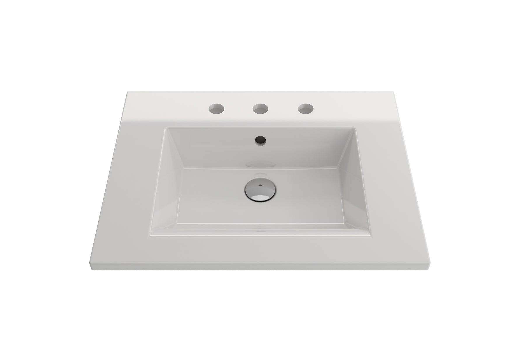 BOCCHI Ravenna 25" Rectangle Wallmount Fireclay Bathroom Sink, White, 3 Faucet Hole, 1161-001-0127