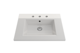 BOCCHI Ravenna 25" Rectangle Wallmount Fireclay Bathroom Sink, White, 3 Faucet Hole, 1161-001-0127