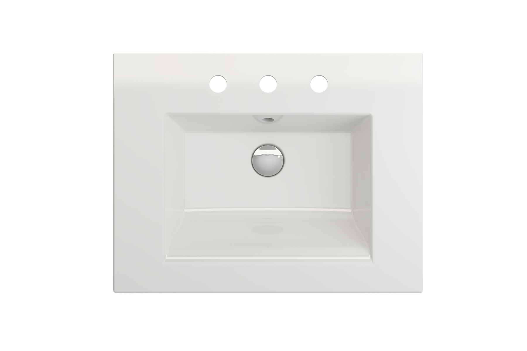 BOCCHI Ravenna 25" Rectangle Wallmount Fireclay Bathroom Sink, White, 3 Faucet Hole, 1161-001-0127