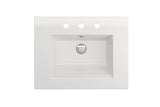 BOCCHI Ravenna 25" Rectangle Wallmount Fireclay Bathroom Sink, White, 3 Faucet Hole, 1161-001-0127