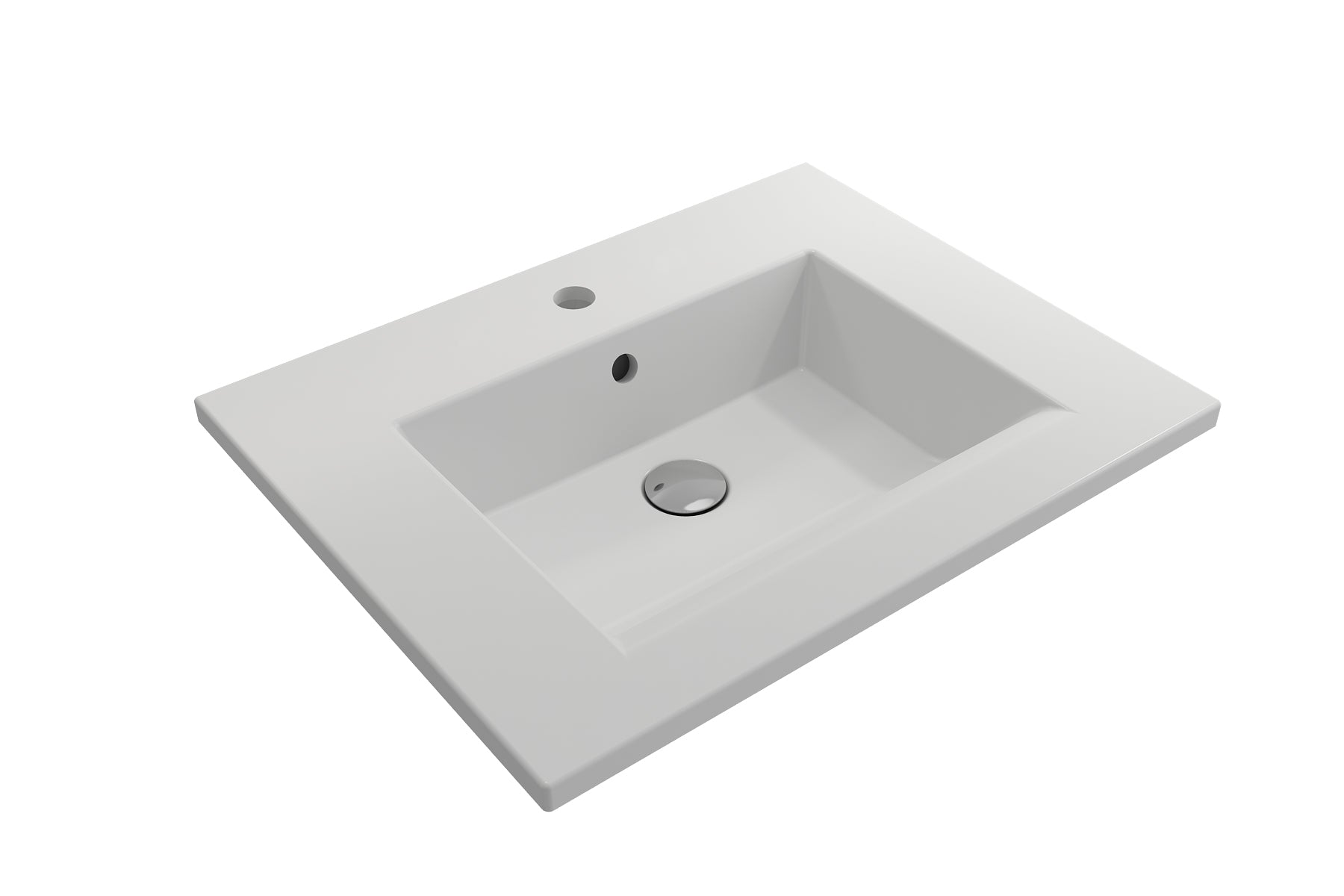 BOCCHI Ravenna 25" Rectangle Wallmount Fireclay Bathroom Sink, Matte White, Single Faucet Hole, 1161-002-0126