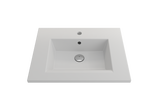 BOCCHI Ravenna 25" Rectangle Wallmount Fireclay Bathroom Sink, Matte White, Single Faucet Hole, 1161-002-0126
