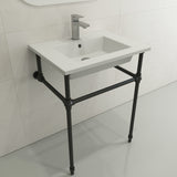 BOCCHI Ravenna 25" Rectangle Wallmount Fireclay Bathroom Sink, Matte White, Single Faucet Hole, 1161-002-0126