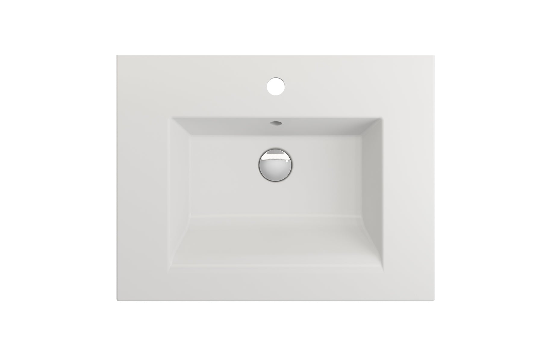 BOCCHI Ravenna 25" Rectangle Wallmount Fireclay Bathroom Sink, Matte White, Single Faucet Hole, 1161-002-0126