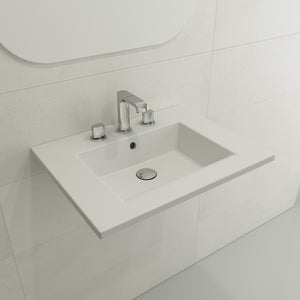 Alternate Image for BOCCHI Ravenna 25" Rectangle Wallmount Fireclay Bathroom Sink, Matte White, 3 Faucet Hole, 1161-002-0127