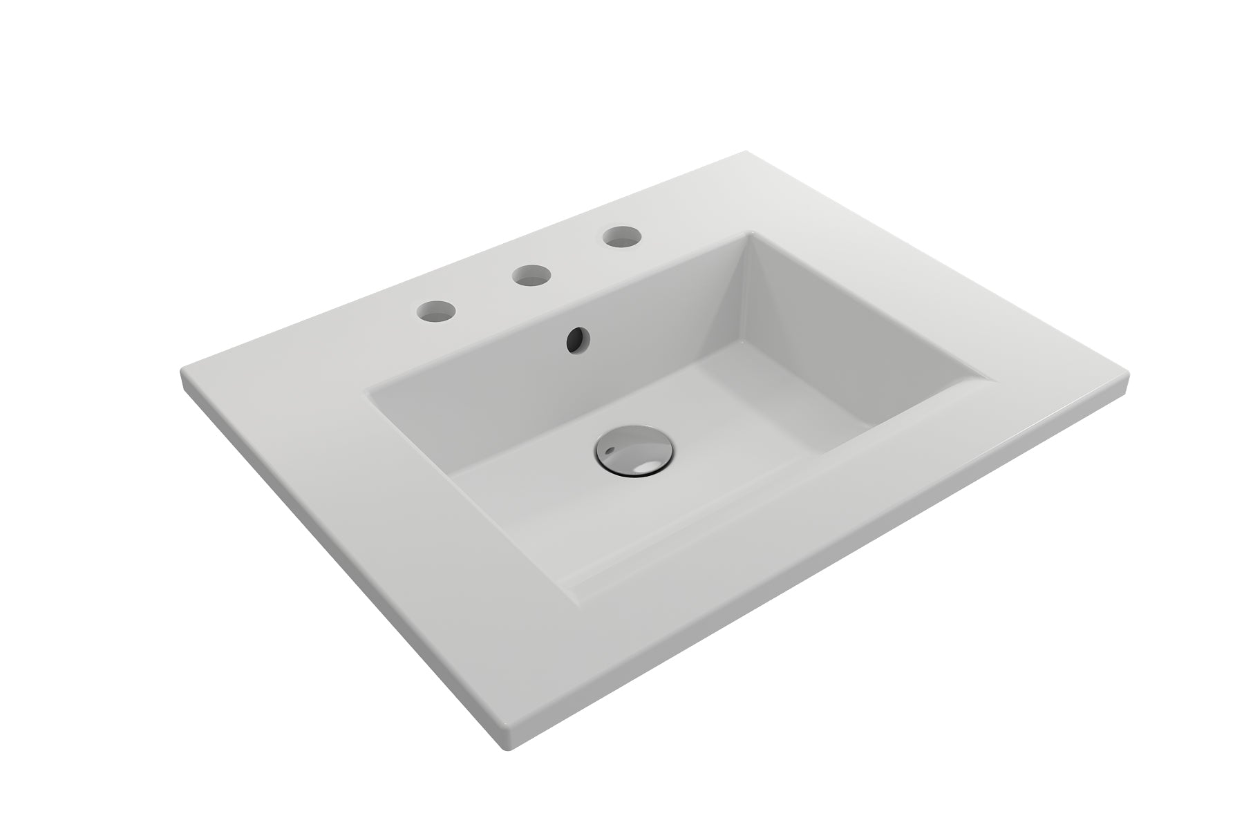BOCCHI Ravenna 25" Rectangle Wallmount Fireclay Bathroom Sink, Matte White, 3 Faucet Hole, 1161-002-0127