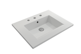 BOCCHI Ravenna 25" Rectangle Wallmount Fireclay Bathroom Sink, Matte White, 3 Faucet Hole, 1161-002-0127