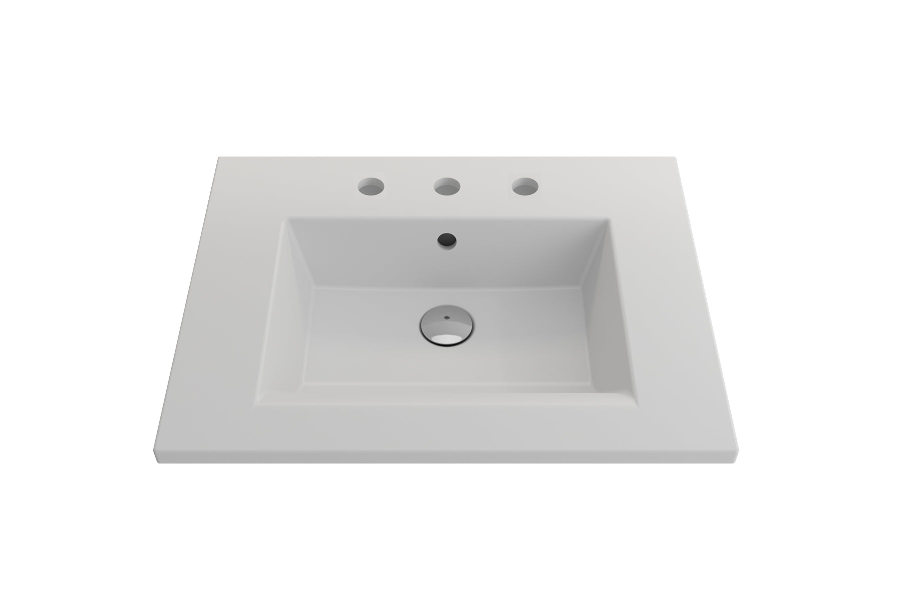 BOCCHI Ravenna 25" Rectangle Wallmount Fireclay Bathroom Sink, Matte White, 3 Faucet Hole, 1161-002-0127