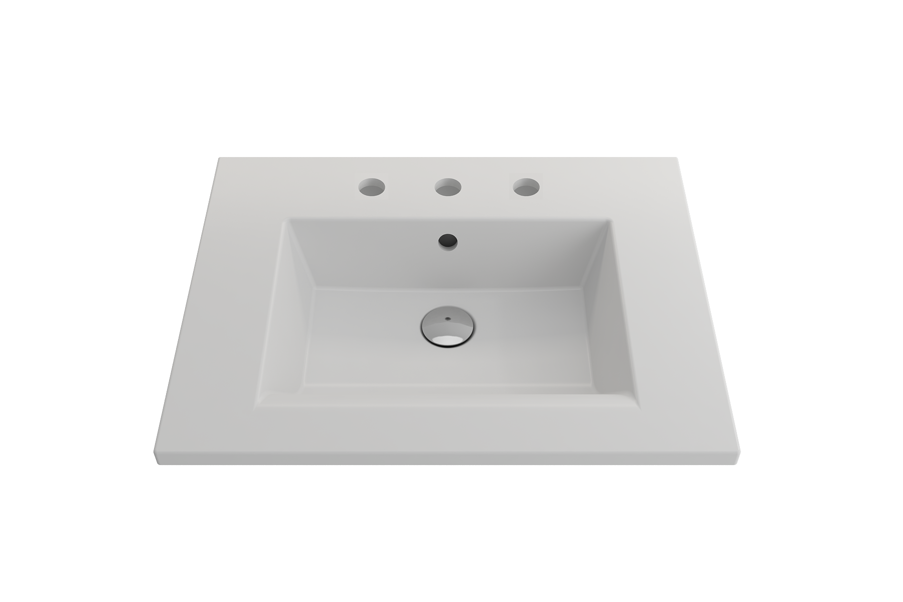BOCCHI Ravenna 25" Rectangle Wallmount Fireclay Bathroom Sink, Matte White, 3 Faucet Hole, 1161-002-0127