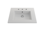 BOCCHI Ravenna 25" Rectangle Wallmount Fireclay Bathroom Sink, Matte White, 3 Faucet Hole, 1161-002-0127
