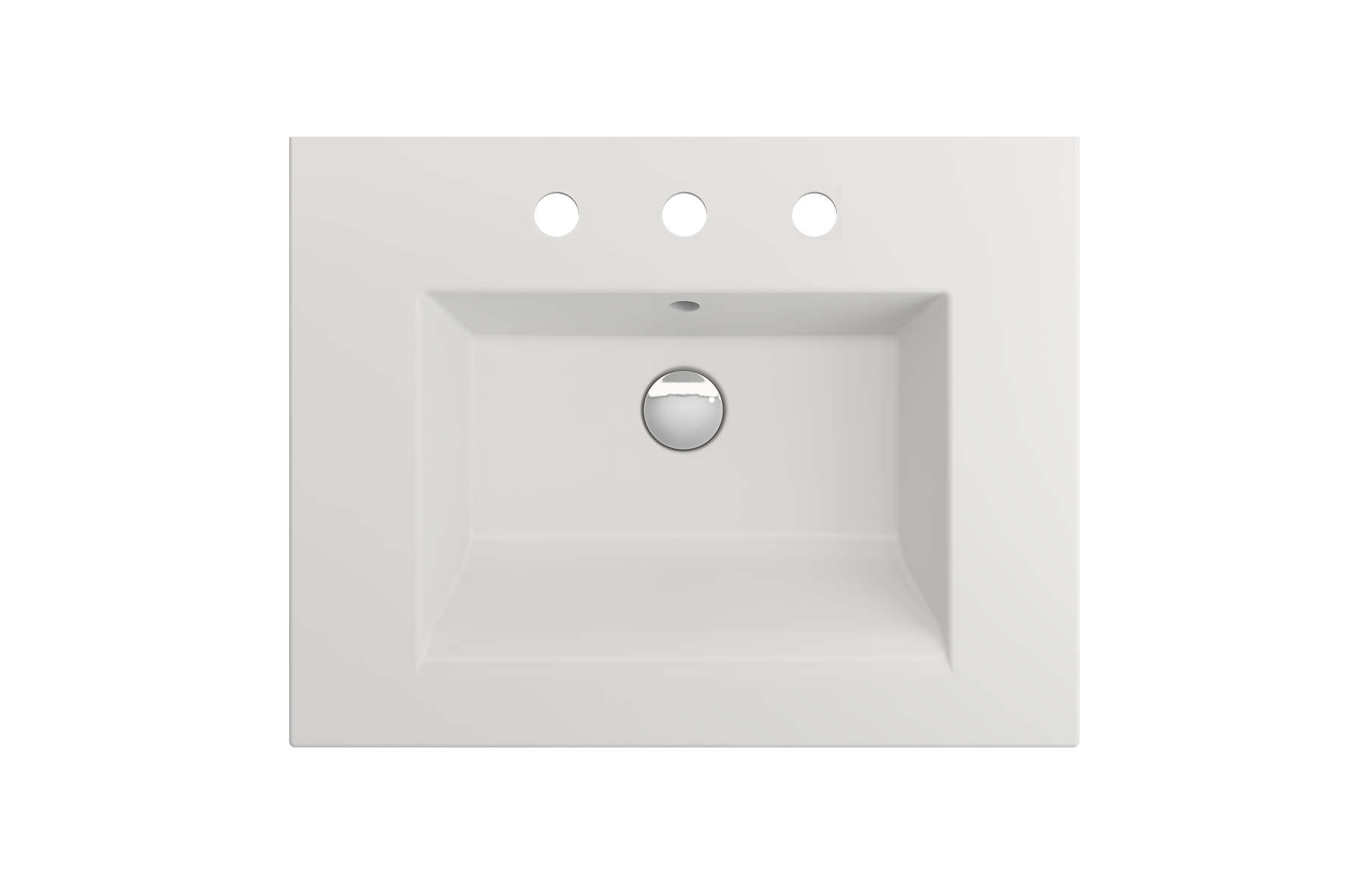 BOCCHI Ravenna 25" Rectangle Wallmount Fireclay Bathroom Sink, Matte White, 3 Faucet Hole, 1161-002-0127