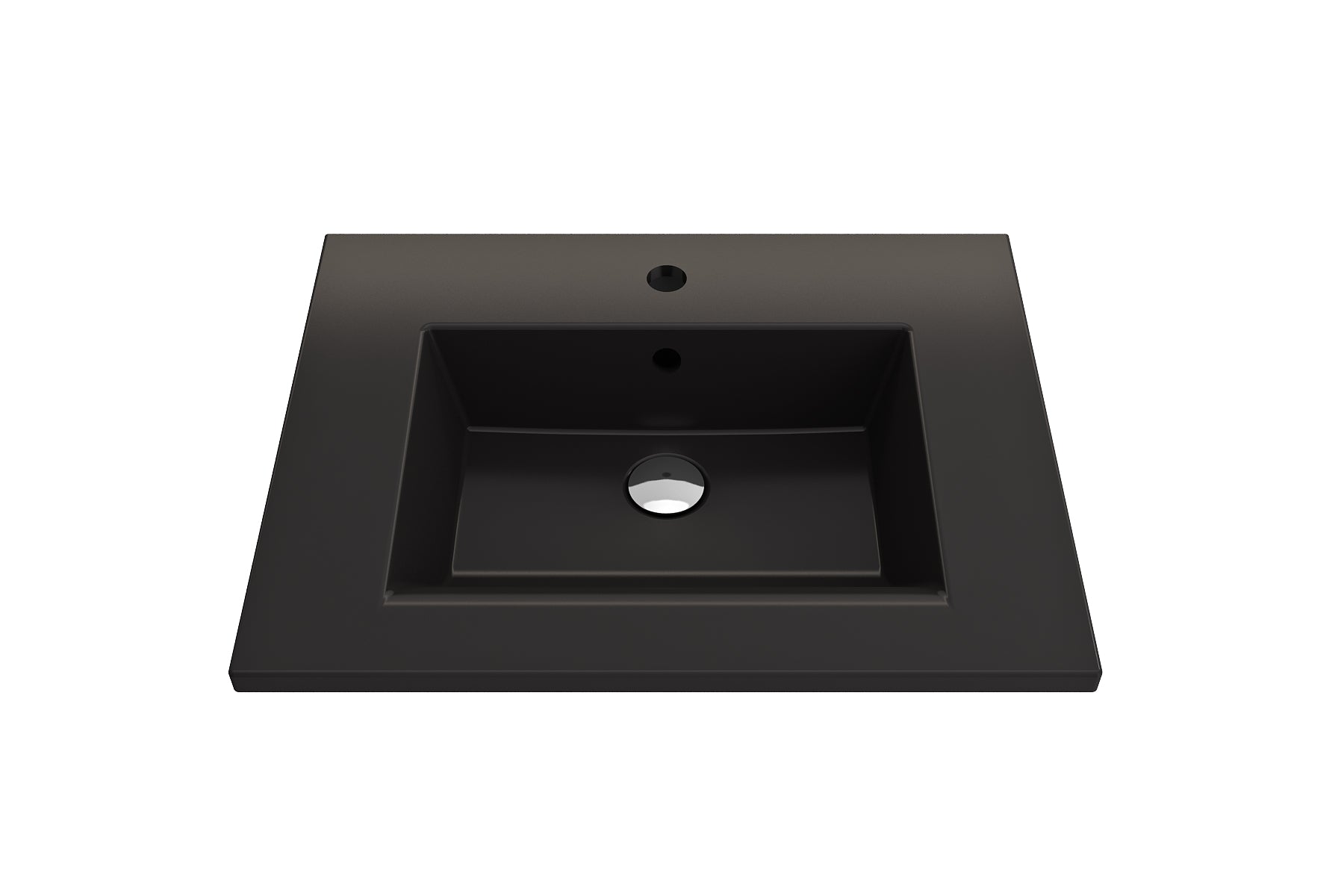 BOCCHI Ravenna 25" Rectangle Wallmount Fireclay Bathroom Sink, Matte Black, Single Faucet Hole, 1161-004-0126