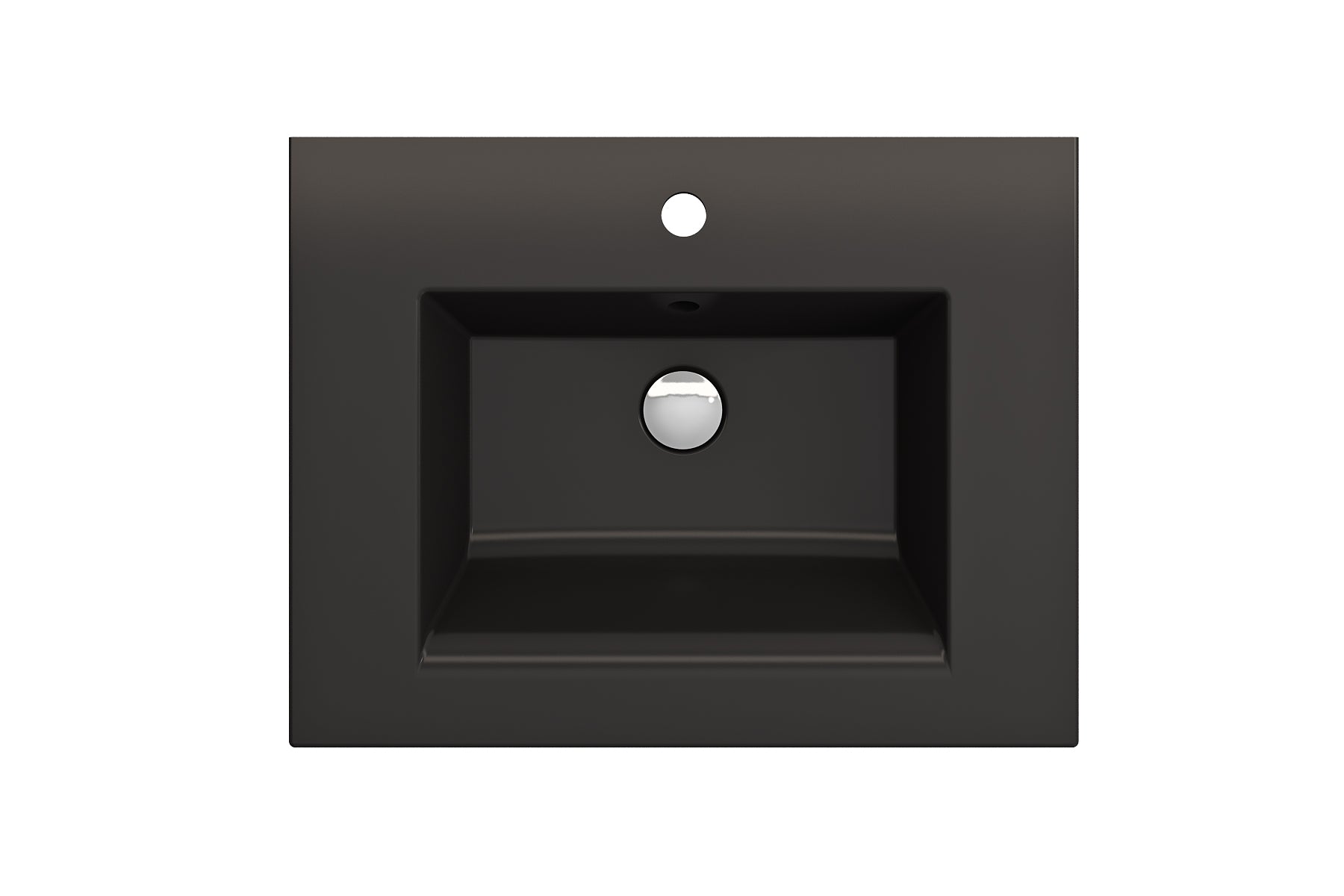 BOCCHI Ravenna 25" Rectangle Wallmount Fireclay Bathroom Sink, Matte Black, Single Faucet Hole, 1161-004-0126