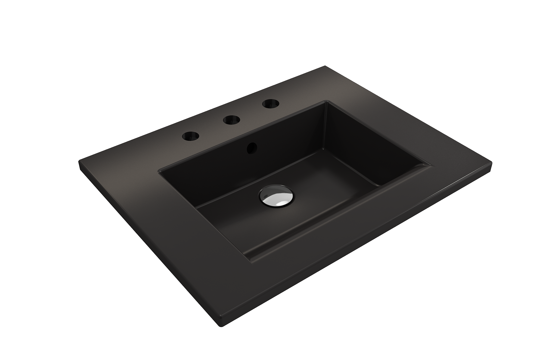 BOCCHI Ravenna 25" Rectangle Wallmount Fireclay Bathroom Sink, Matte Black, 3 Faucet Hole, 1161-004-0127