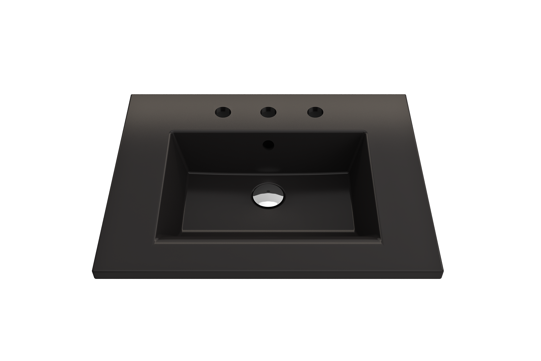 BOCCHI Ravenna 25" Rectangle Wallmount Fireclay Bathroom Sink, Matte Black, 3 Faucet Hole, 1161-004-0127
