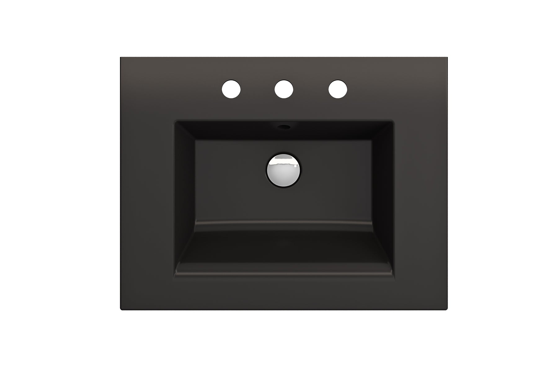 BOCCHI Ravenna 25" Rectangle Wallmount Fireclay Bathroom Sink, Matte Black, 3 Faucet Hole, 1161-004-0127